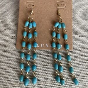 Plunder Turquoise Beaded Fringe Drop Earrings